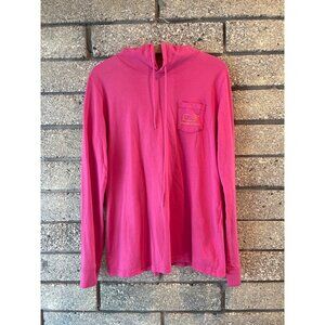 Vineyard Vines Mens Pink Hoodie With Whale Logo Long Sleeve 100% Cotton Small Ma